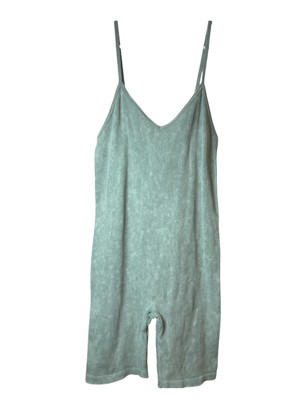 love J Ribbed V‑Neck Romper in Mint Green